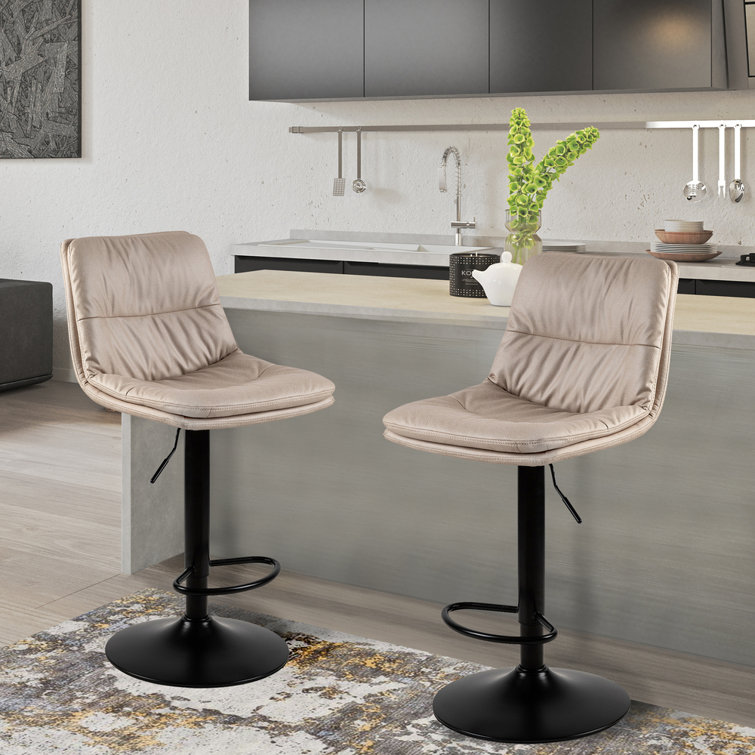 George Oliver Eirini Swivel Upholstered Adjustable Height Counter Stool ...